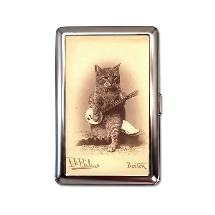 Banjo Cat Tin Cardholder Wallet Chrome