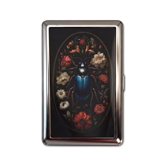 Gothic Beetle Tin Cardholder Wallet Chrome
