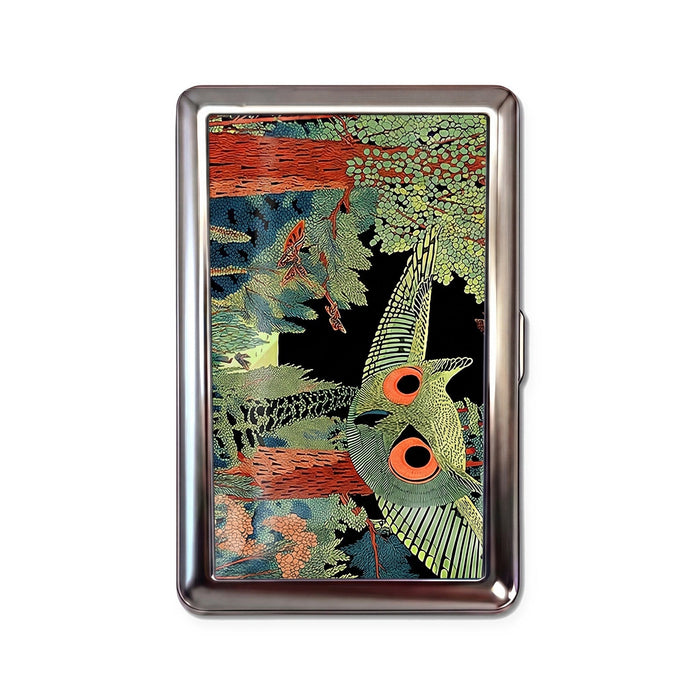 Night Owl Tin Cardholder Wallet Chrome
