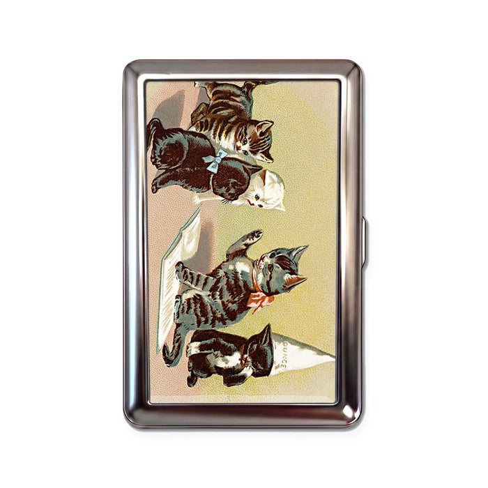 Parlor Kittens Tin Cardholder Wallet Chrome