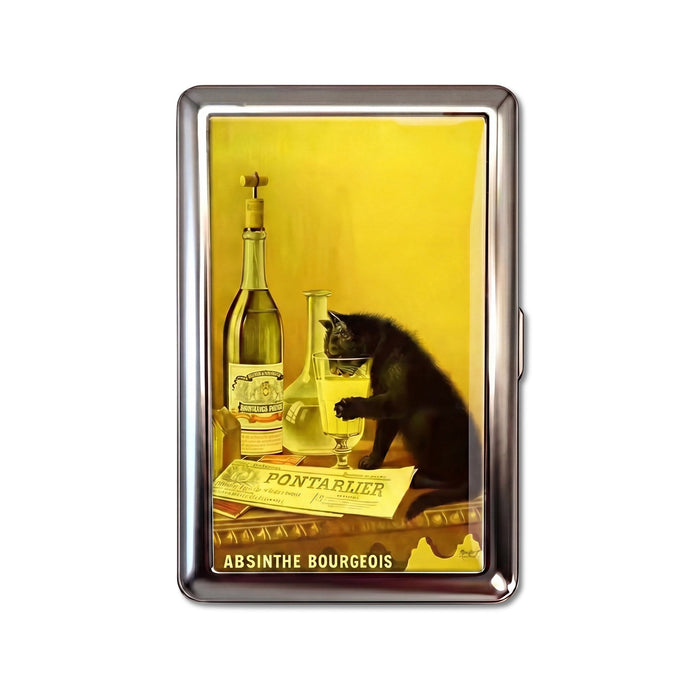 Absinthe Cat Tin Cardholder Wallet Chrome