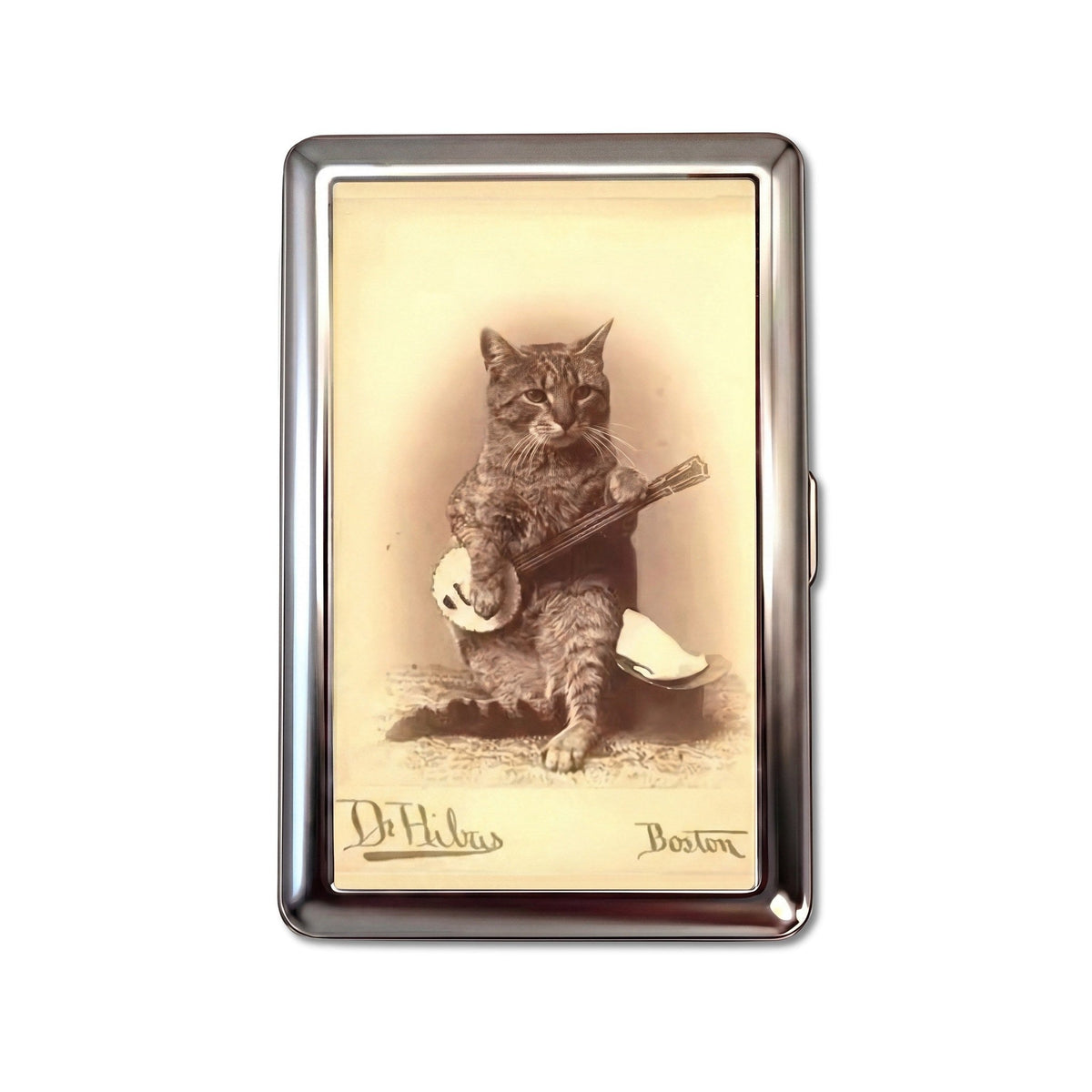 Banjo Cat Tin Cardholder Wallet Chrome