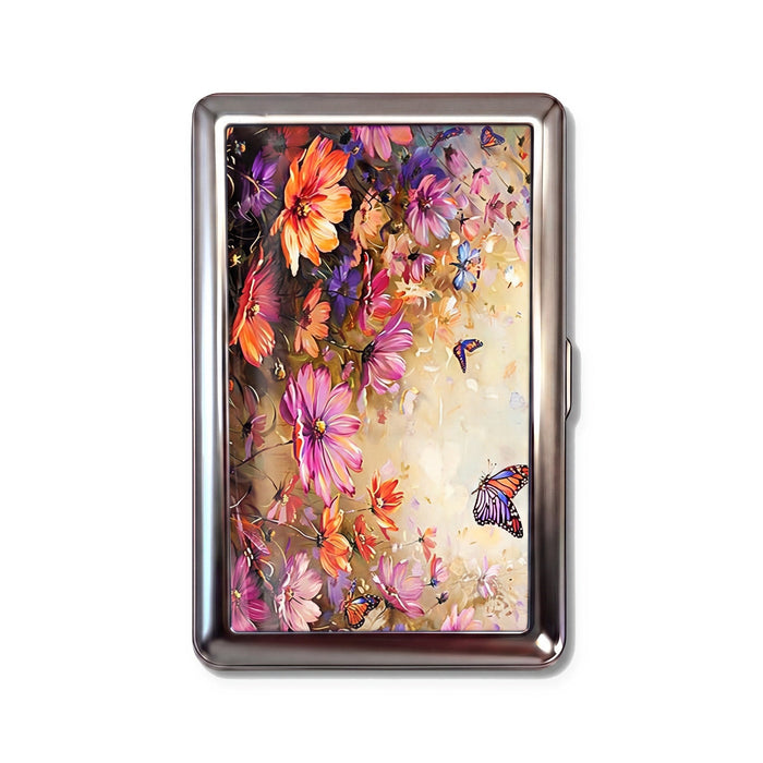 Cosmos Garden Tin Cardholder Wallet Chrome