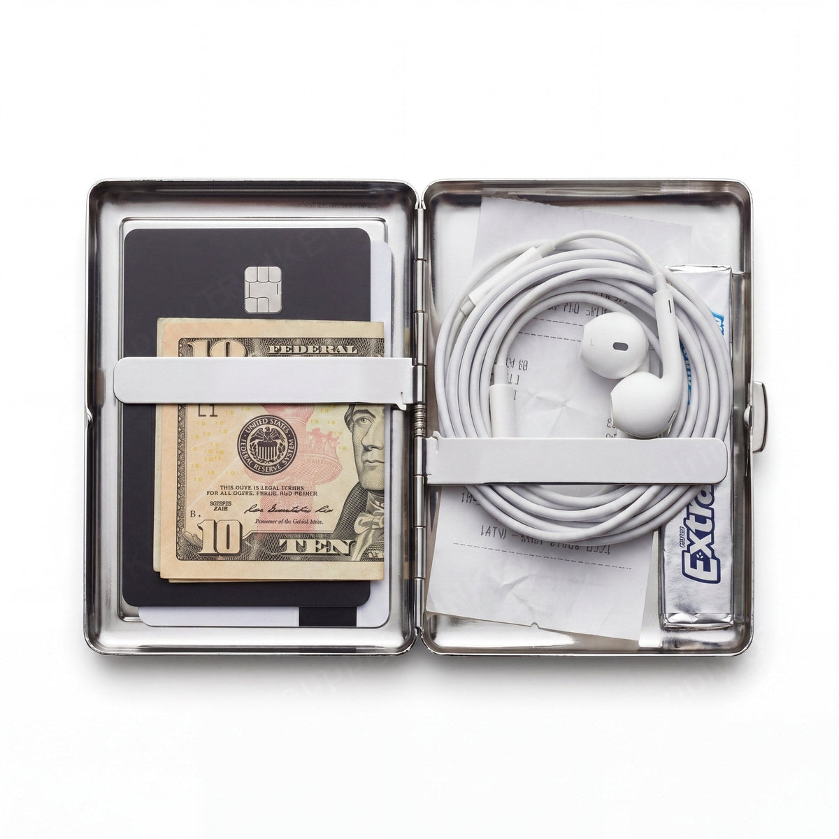 Café Society Tin Cardholder Wallet Chrome Metal