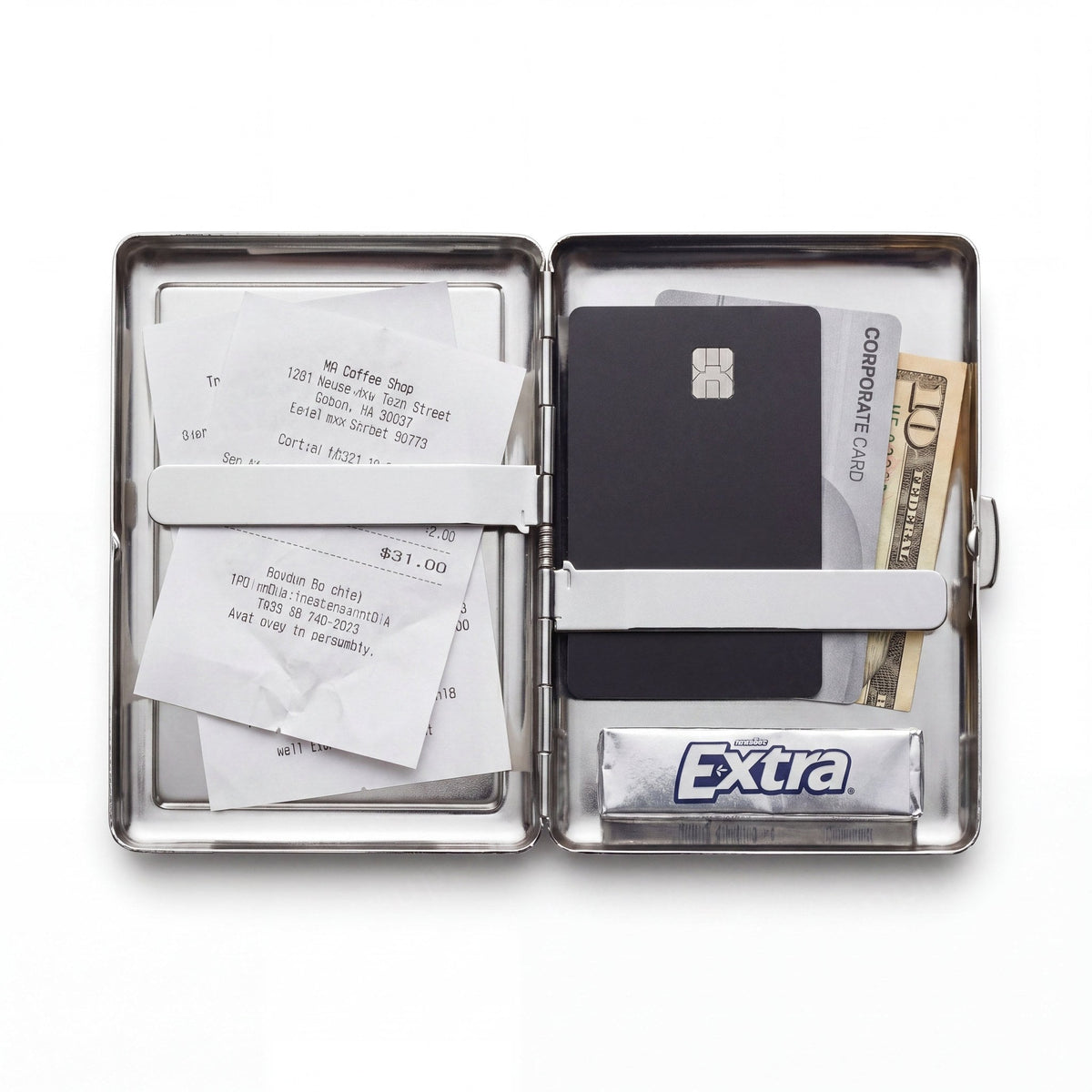 Absinthe Cat Tin Cardholder Wallet Chrome