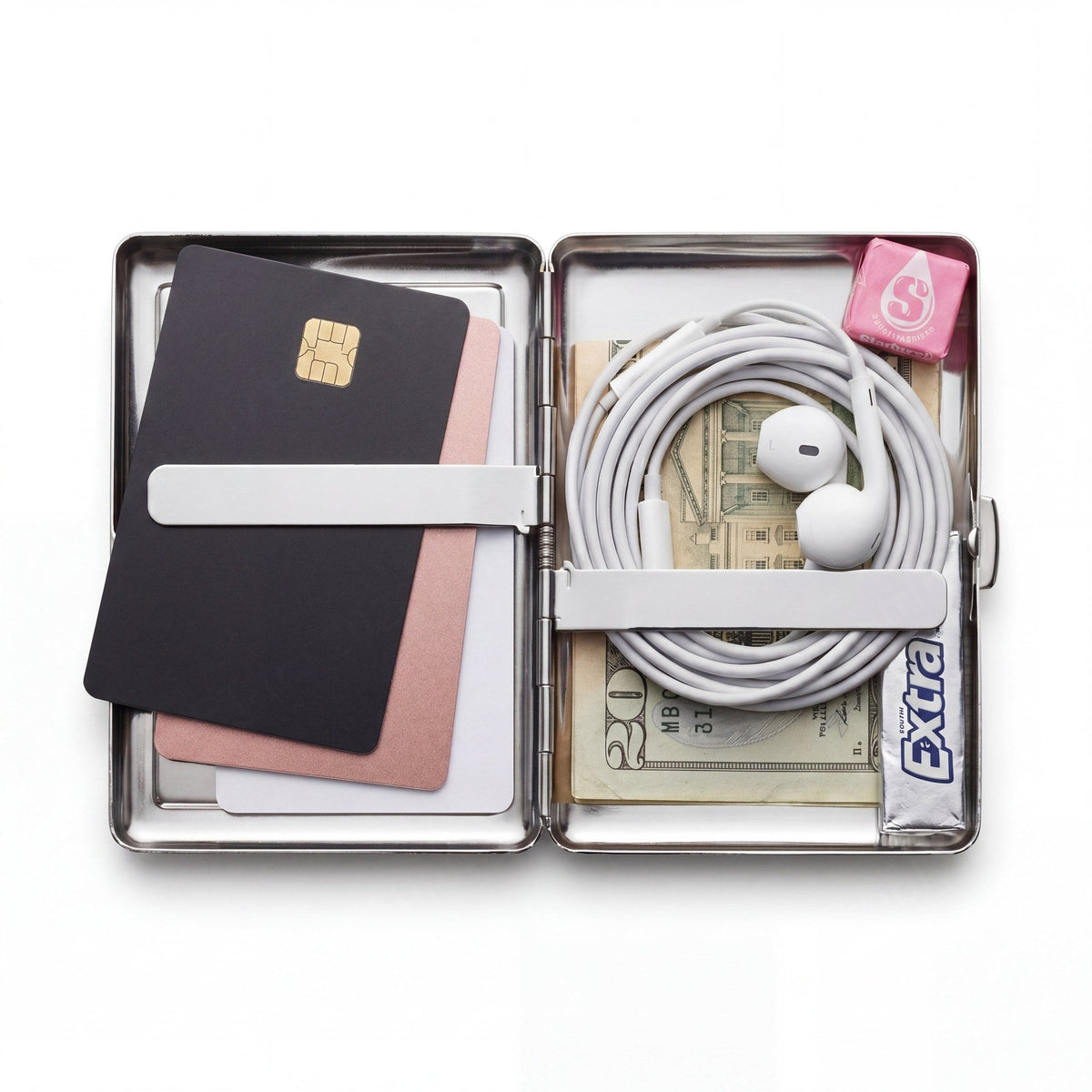 Black Cat Match Tin Cardholder Wallet Chrome