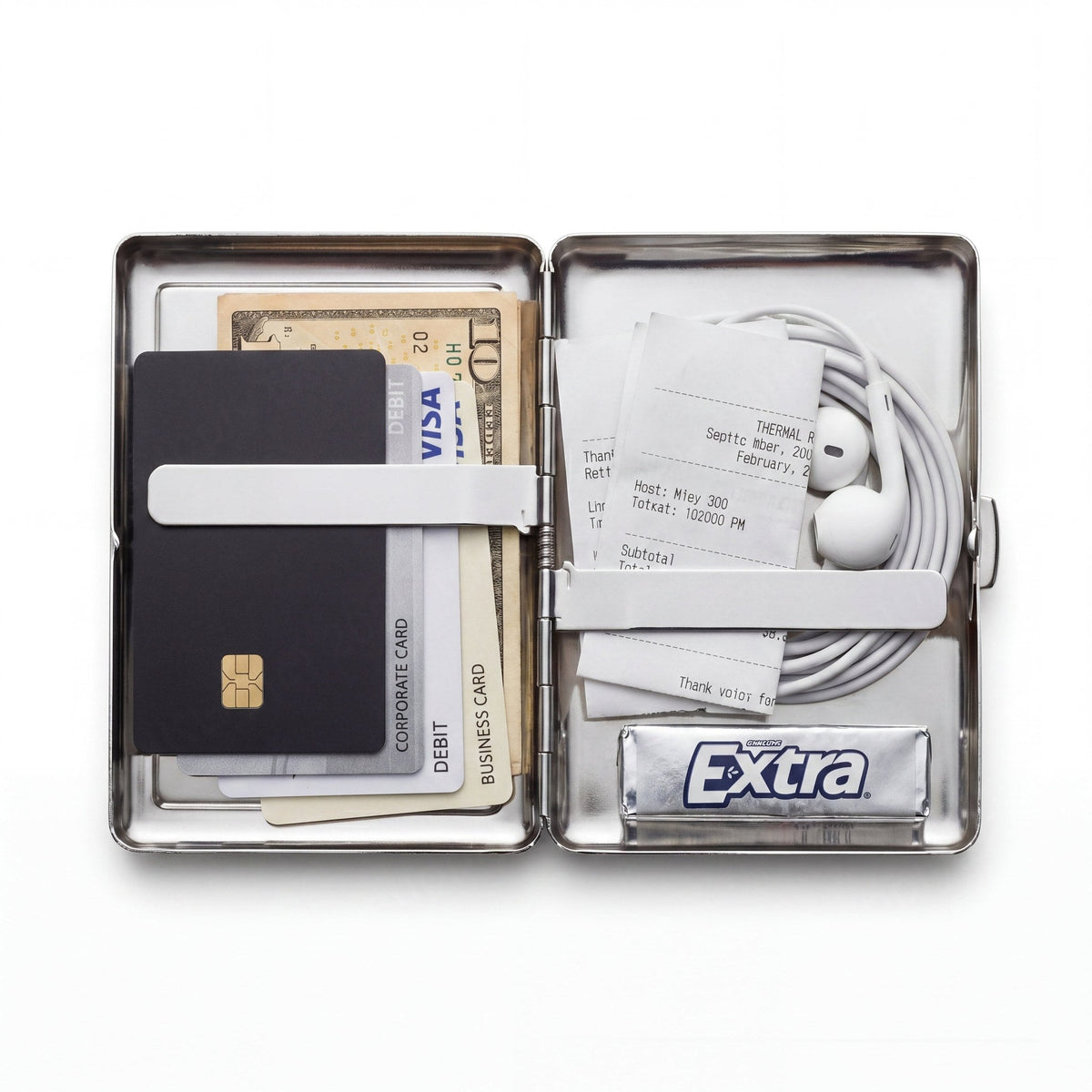 Night Owl Tin Cardholder Wallet Chrome