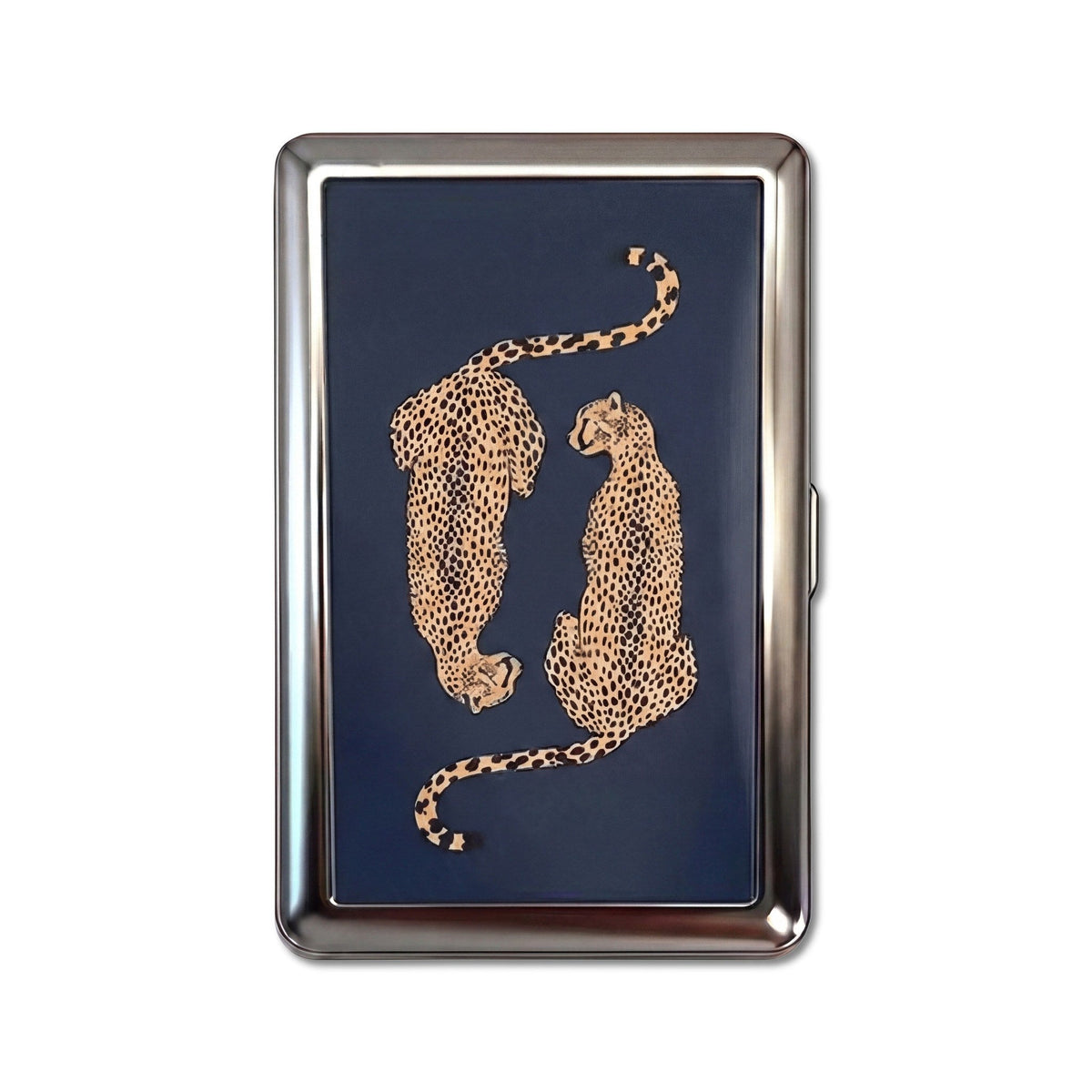 Leopard Lovers Tin Cardholder Wallet Chrome