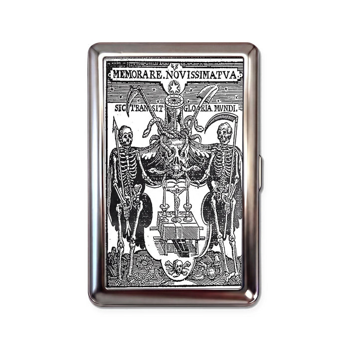 Memento Mori Tin Cardholder Wallet Chrome