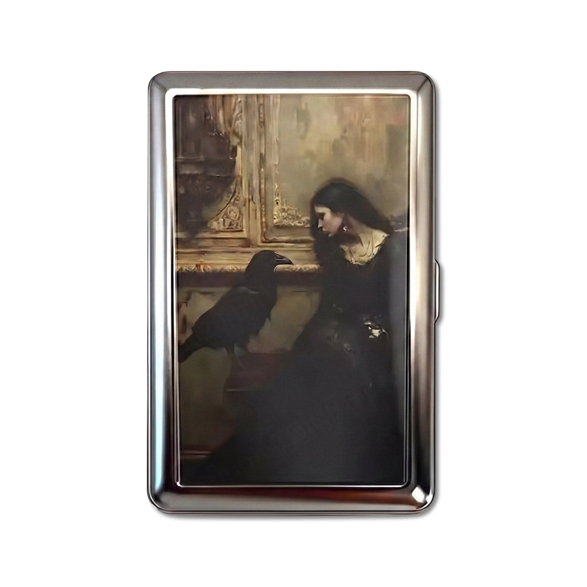 Nevermore Tin Cardholder Wallet Chrome