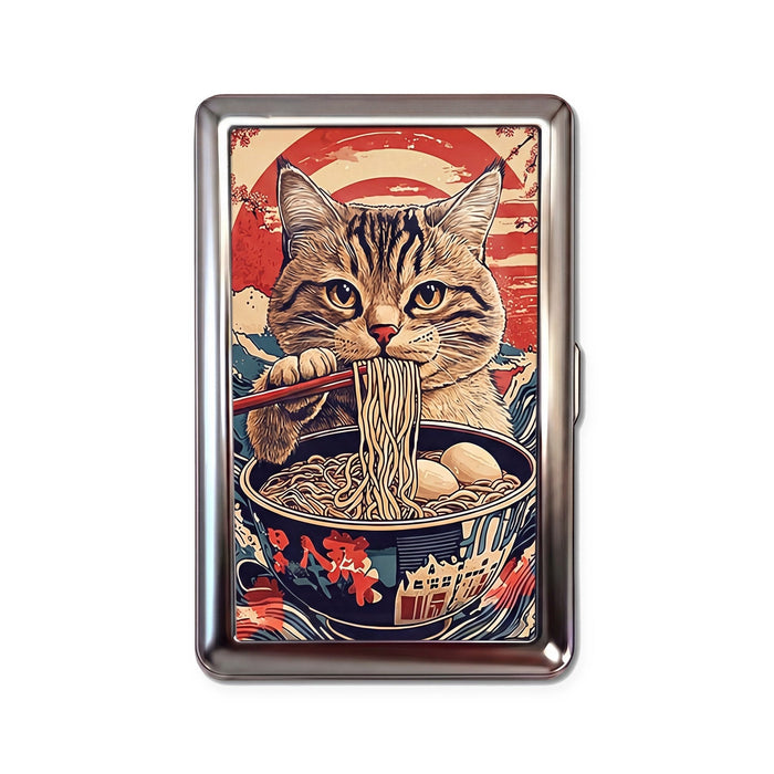 Ramen Cat Tin Cardholder Wallet Chrome