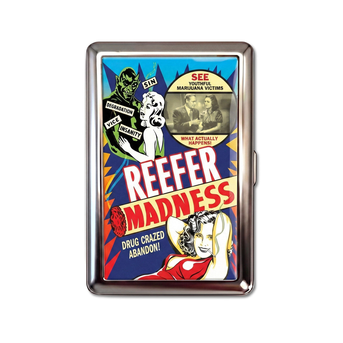 Reefer Madness Tin Cardholder Wallet Chrome