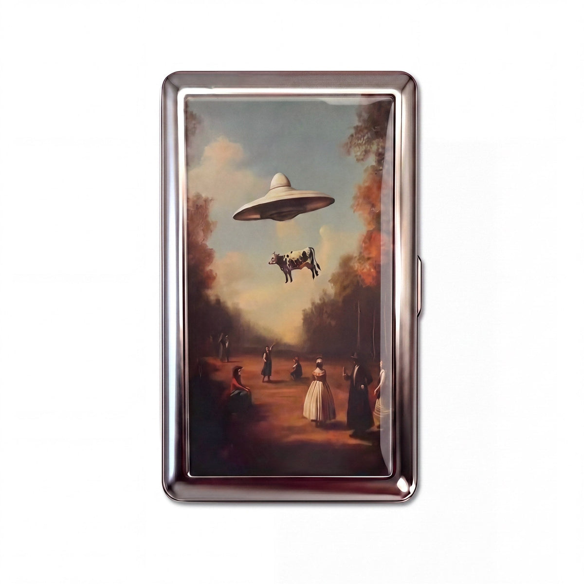 Bovine Abduction Tin Cardholder Wallet Chrome
