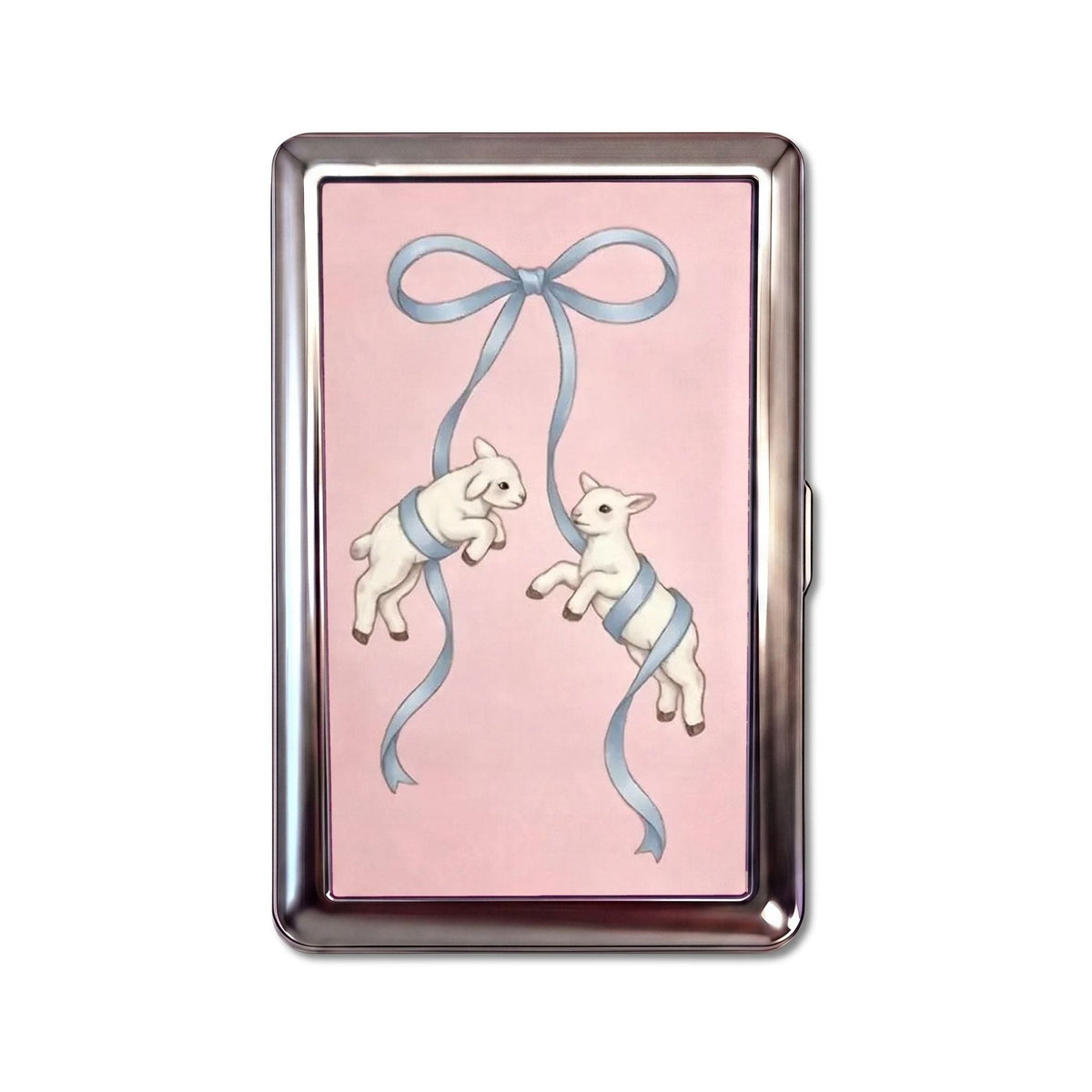 Ribbon Lambs Tin Cardholder Wallet Chrome