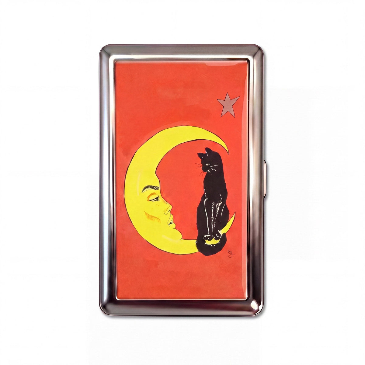 Cat & Crescent Tin Cardholder Wallet Chrome