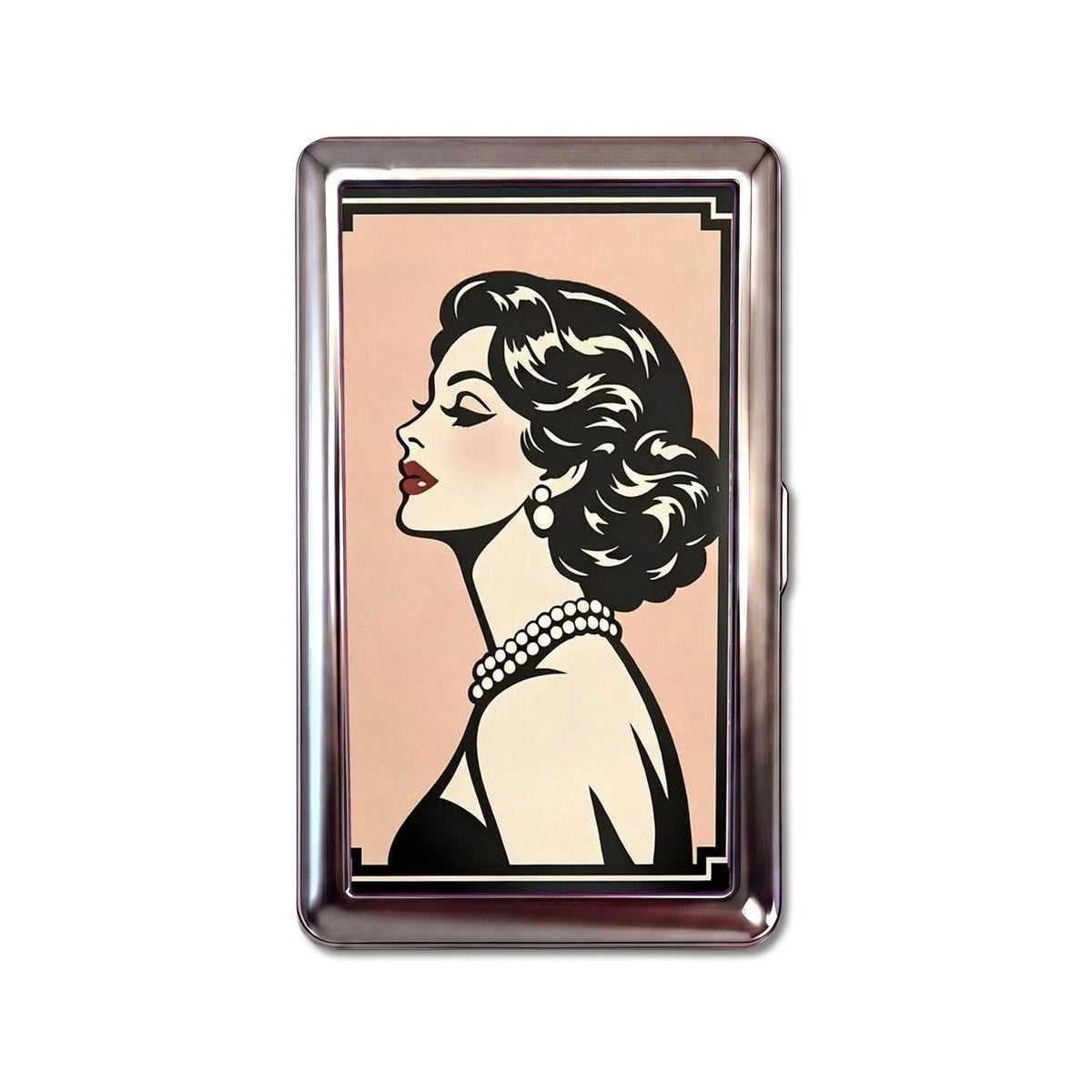Café Society Tin Cardholder Wallet Chrome Metal