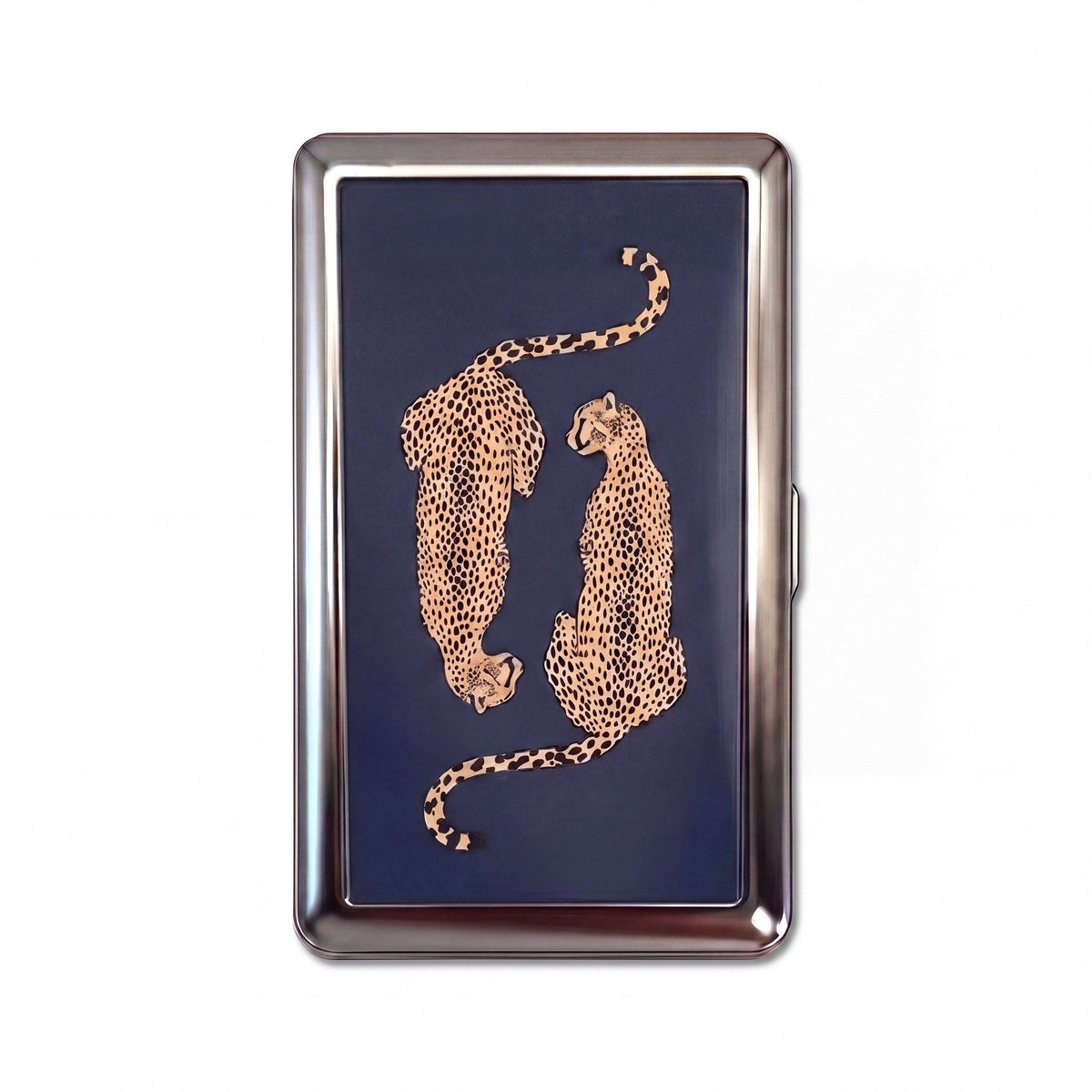 Leopard Lovers Tin Cardholder Wallet Chrome