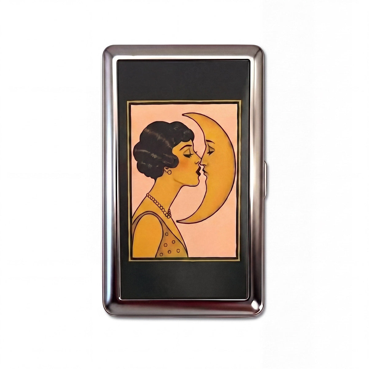Moonlit Kiss Tin Cardholder Wallet Chrome